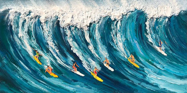 Blue Ocean Wave Surfing Abstract Art, Modern Sport TB 076 - Texarart