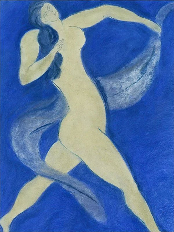 Vivid Blue Abstract Dancer Art, Modern Minimalist TB 077 - Texarart