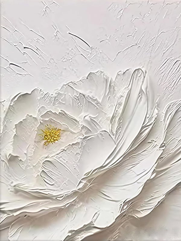 Textured White Flower Painting | Impasto Floral Wall Art TC 078 - Texarart