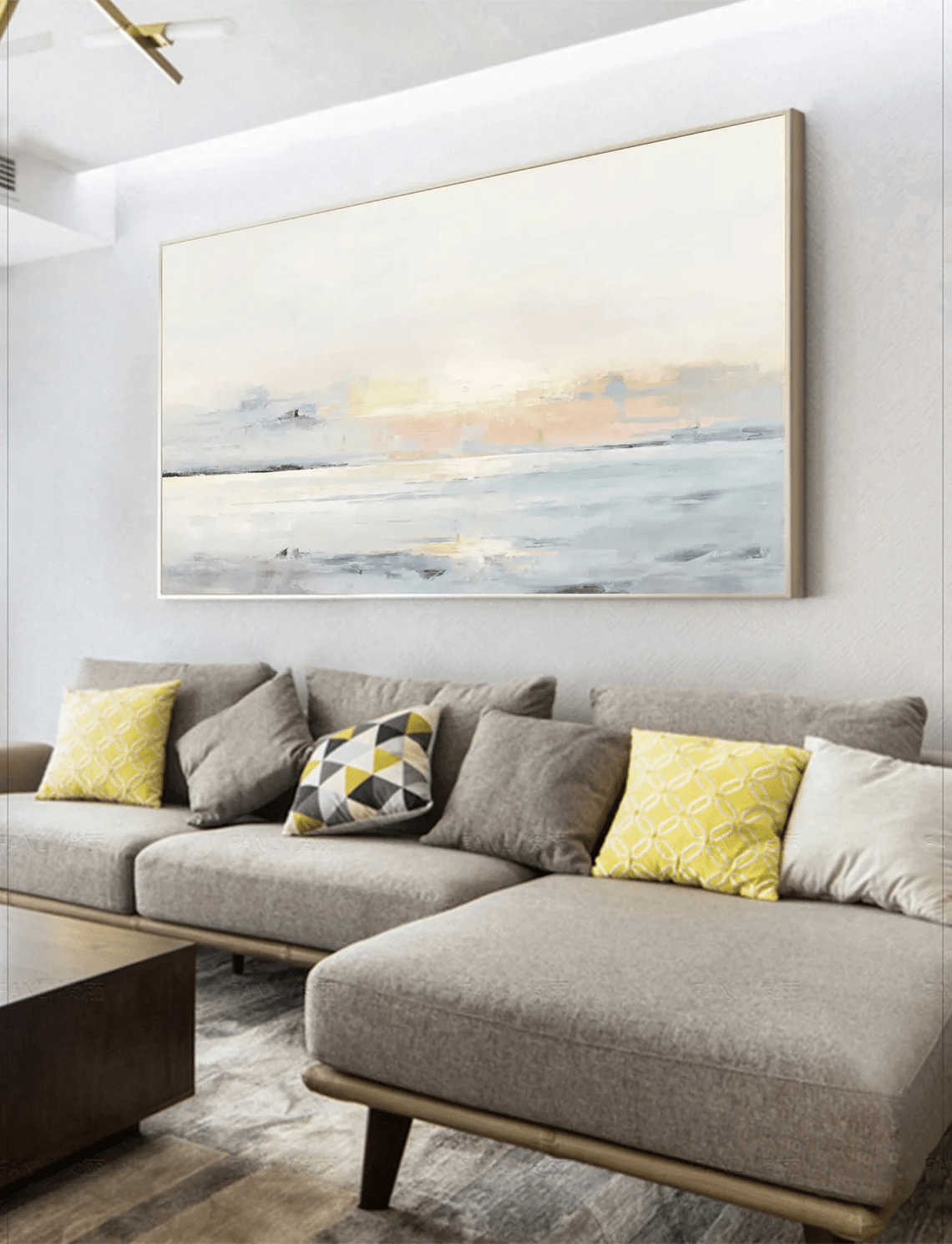 Pastel Seascape Oil Painting - Tranquil Ocean & Sky Wall Art JJ 003 - Texarart