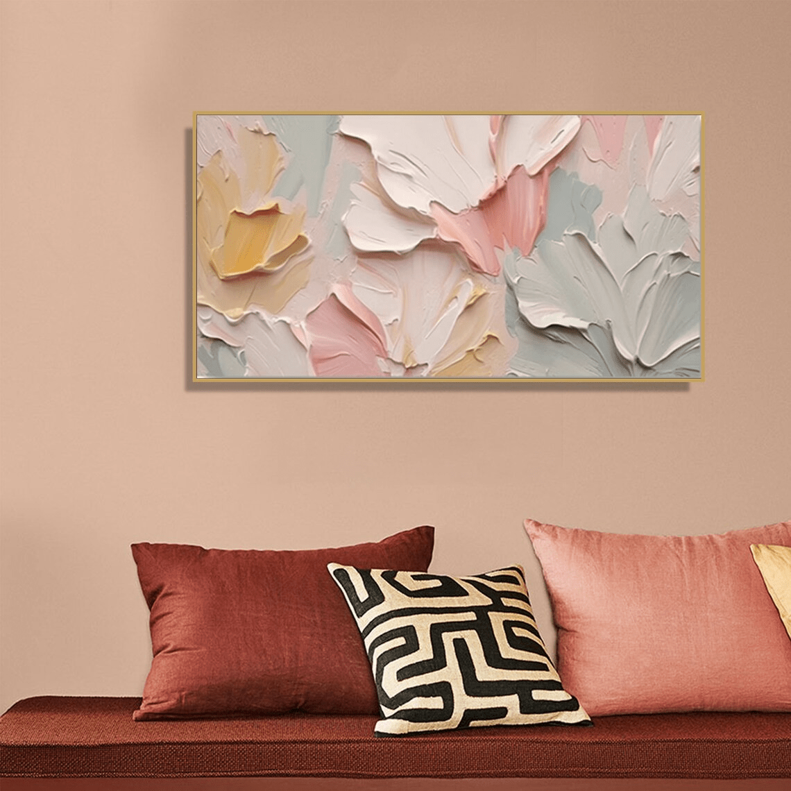 Textured Abstract Floral Painting - Pastel Wall Art TC 094 - Texarart