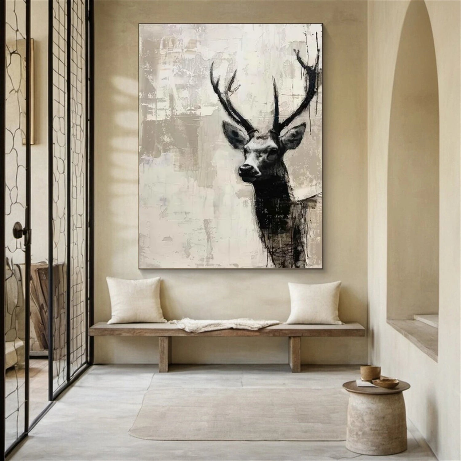 Large Abstract Deer Canvas: Modern Wildlife Art ZZ 031 - Texarart