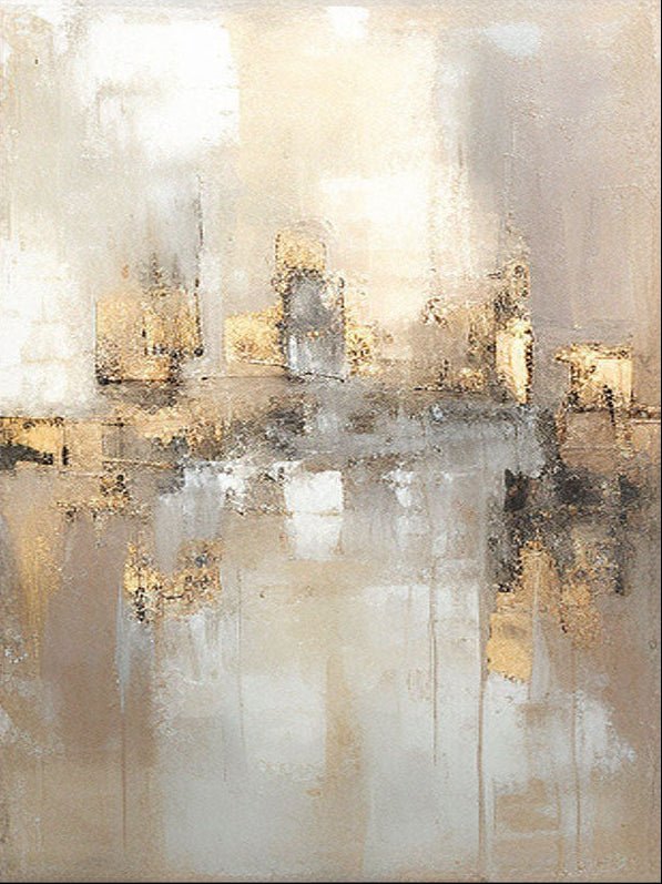 Large Abstract Neutral Wall Art | Wabi Sabi Gold Accent Canvas ZZ 106 - Texarart
