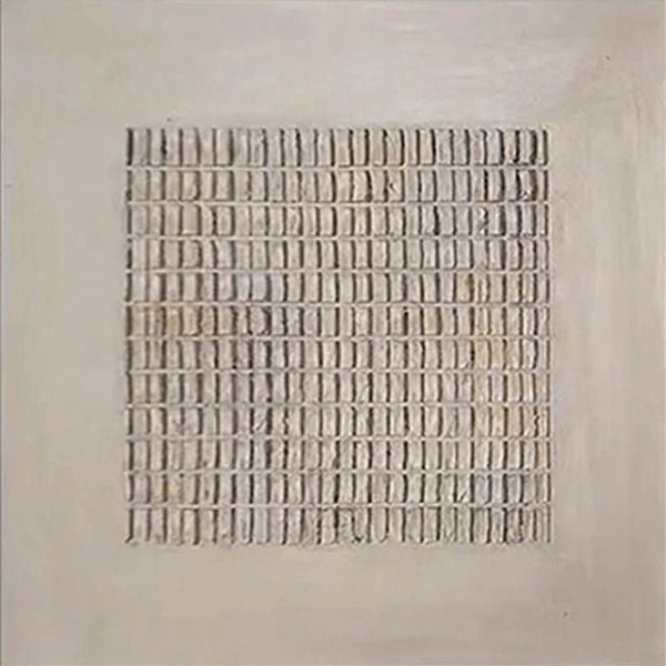 Wabi Sabi Textured Grid Art | Large Architectural Beige Painting ZZ 117 - Texarart