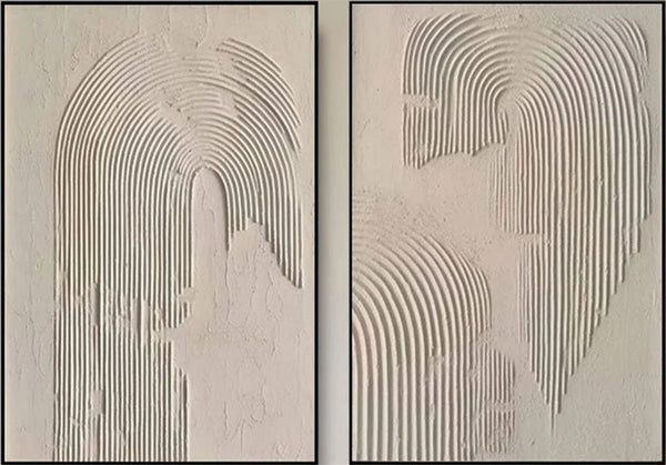 Plaster Texture Wall Art Set | 2 Piece Large Vertical Neutral Arch Decor ZZ 120 - Texarart