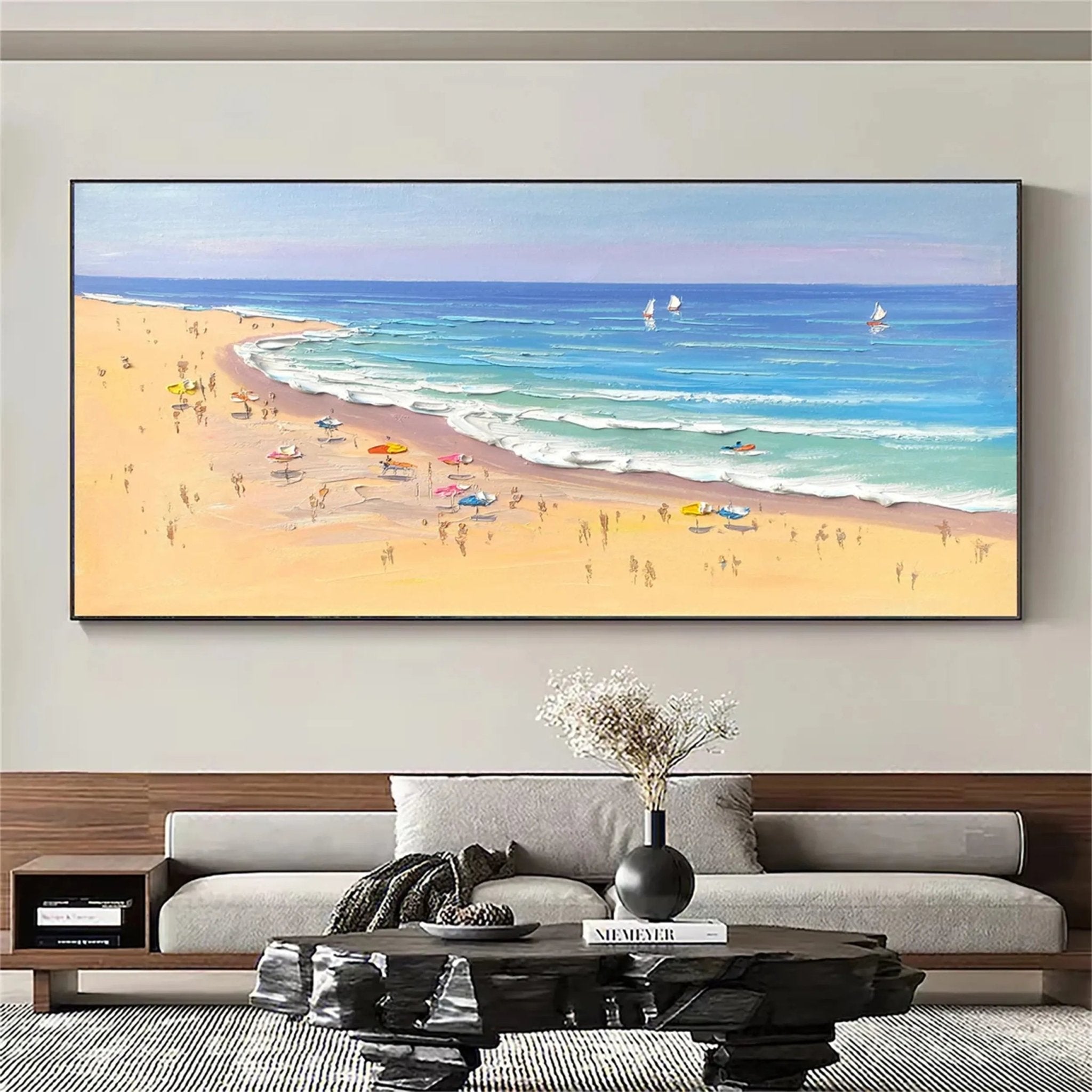 Large Wall Art Textured Surf Happy Summer Coast Beach Life JJ 237 - Texarart