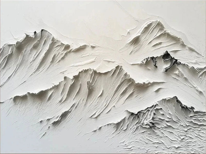 Textured Mountain Landscape Painting | Large 3D White Wall Art ZZ 126 - Texarart