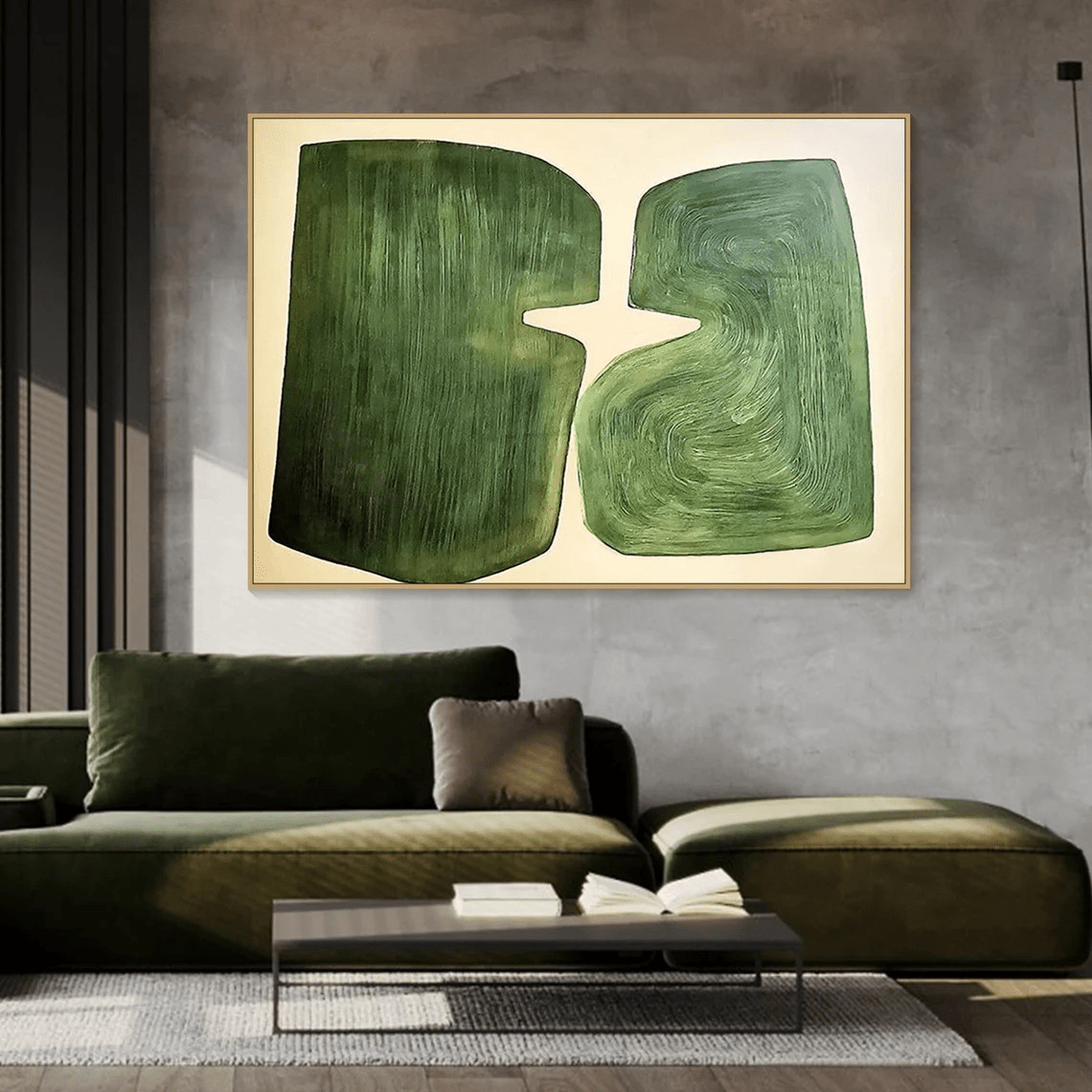 Handmade Green Abstract Canvas Art for Home DecorTC 079 - Texarart