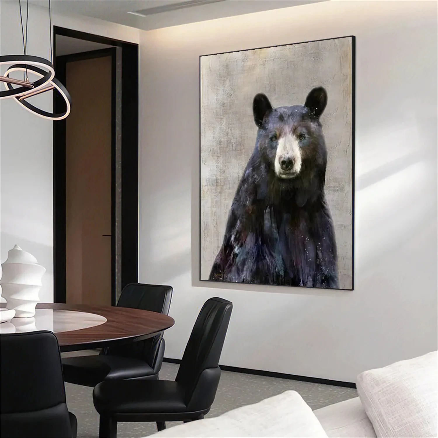 Wildlife Portrait Art: Unique Black Bear Wall Art Gift ZZ 022 - Texarart