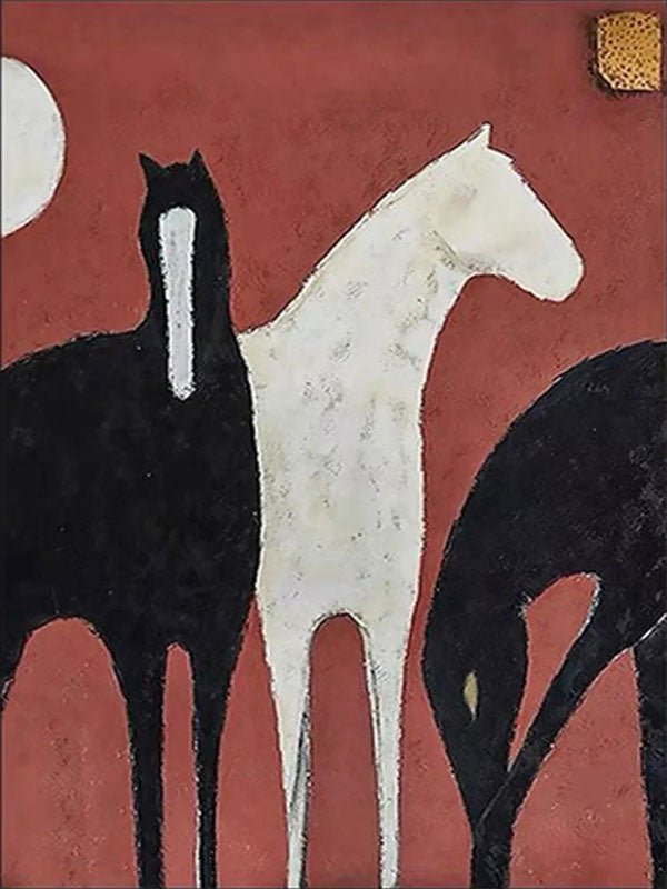 Large Contemporary Wall Art | Vertical Abstract Horse Painting Decor ZZ 155 - Texarart