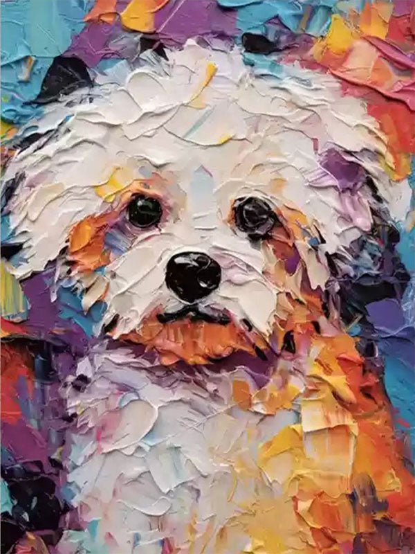Colorful Dog Wall Art | Large Textured Pet Canvas Painting ZZ 158 - Texarart
