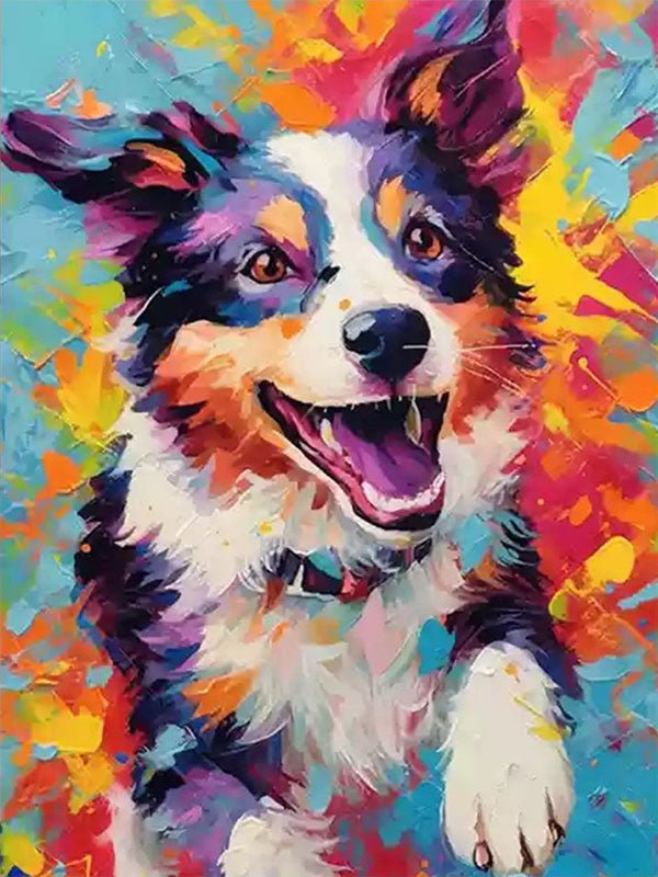 Vibrant Animal Painting | Large Colorful Dog Canvas Wall Art Decor ZZ 160 - Texarart