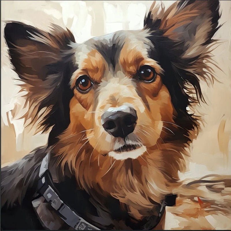 Border Collie Portrait Wall Art | Square Contemporary Dog Painting ZZ 168 - Texarart