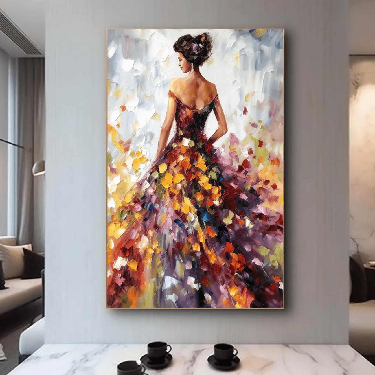 Colorful Abstract Woman Painting | Textured Vertical Canvas Art ZZ 188 - Texarart