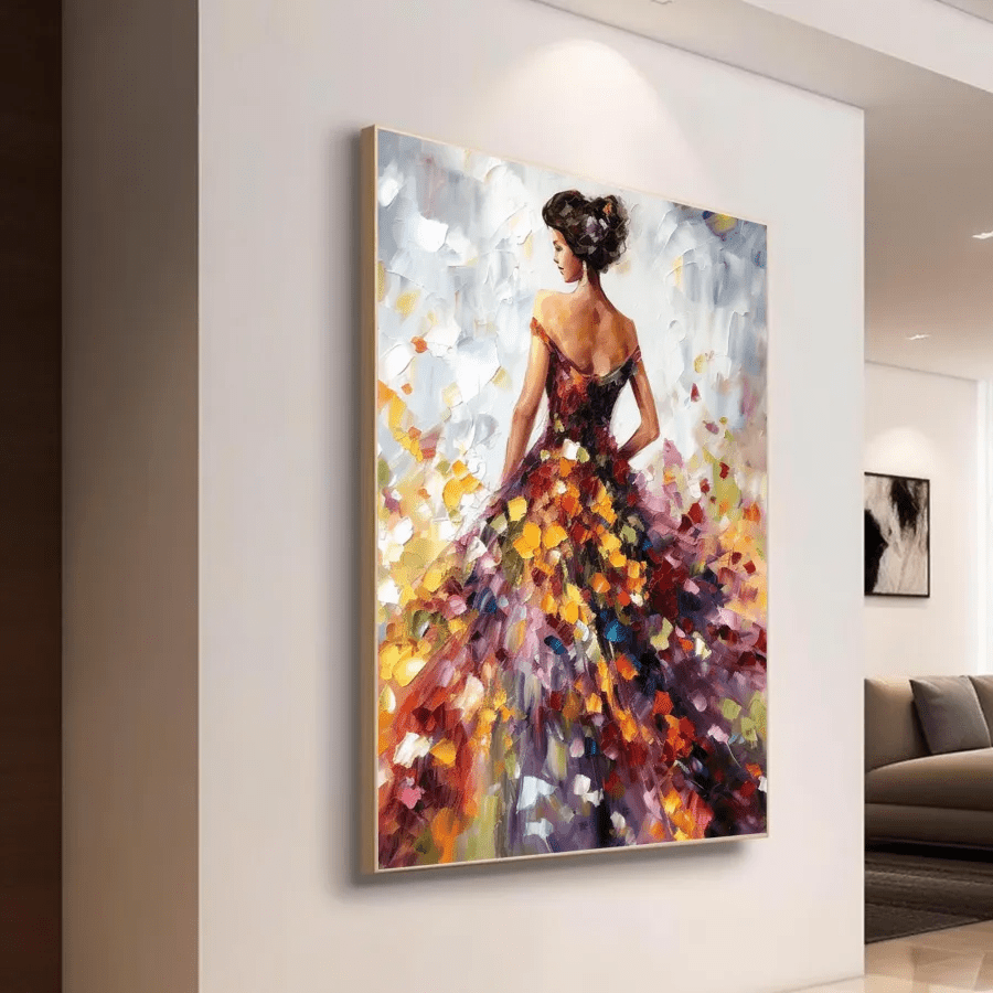 Colorful Abstract Woman Painting | Textured Vertical Canvas Art ZZ 188 - Texarart