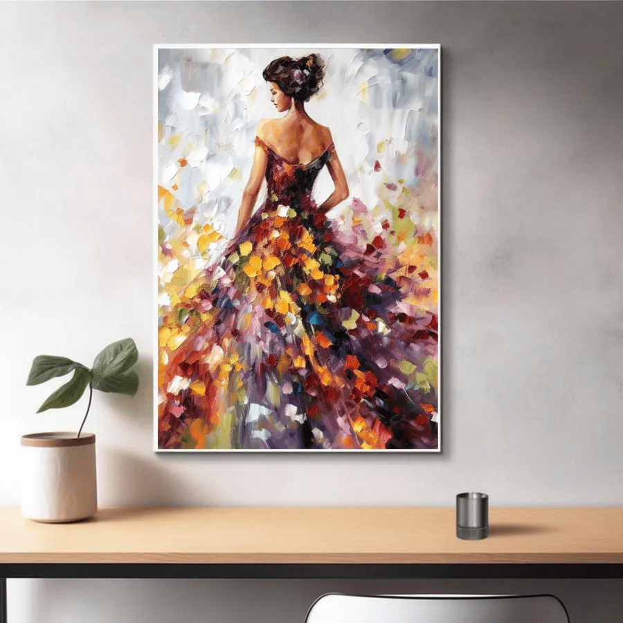 Colorful Abstract Woman Painting | Textured Vertical Canvas Art ZZ 188 - Texarart