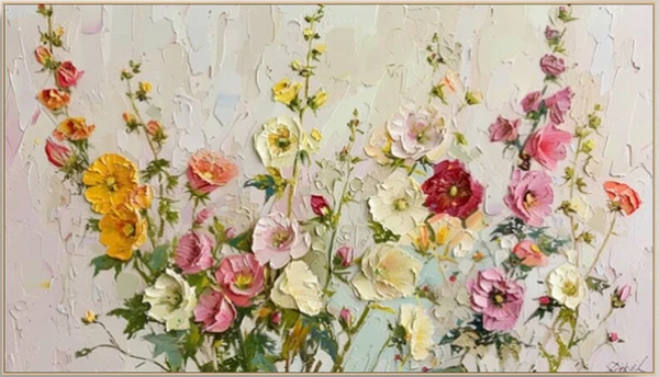 Colorful Textured Flower Painting - Handmade Floral Art TC 093 - Texarart