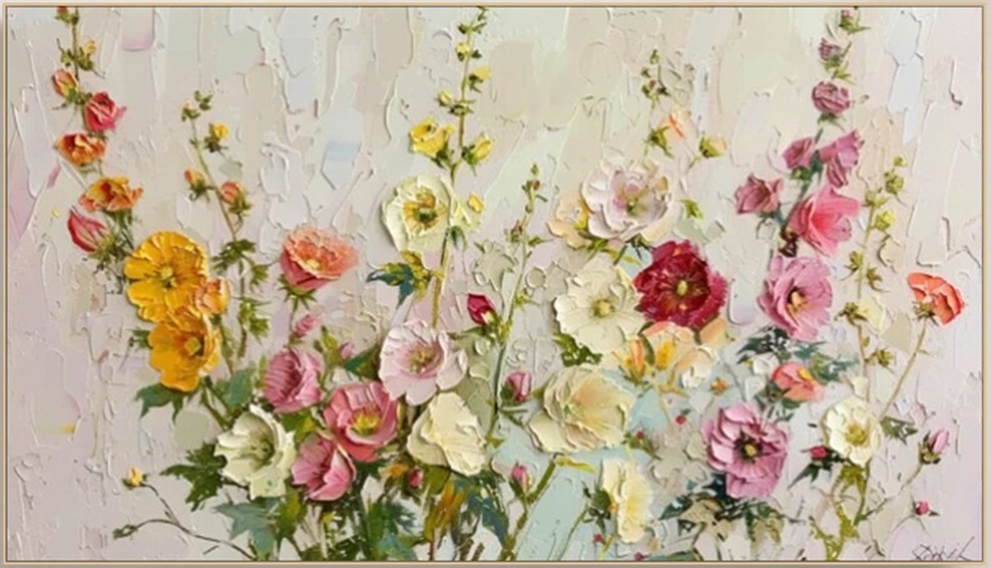 Colorful Textured Flower Painting - Handmade Floral Art TC 093 - Texarart
