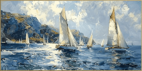 Textured Sailboat Oil Painting - Handmade Seascape Art TC 098 - Texarart