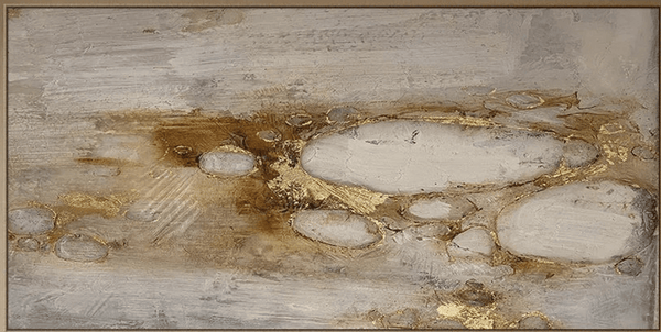 Abstract Oil Painting - Modern Beige Gold Art for Living Room TC 068 - Texarart