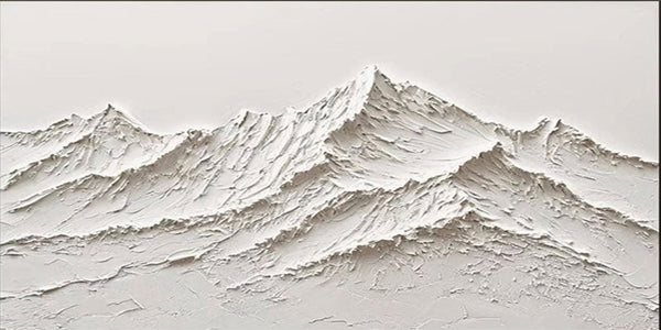 3D White Mountain Landscape Abstract - Textured Dimensional Oil Painting JJ 108 - Texarart