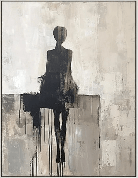 Abstract Figure Painting | Black & White Wall Art TC 105 - Texarart