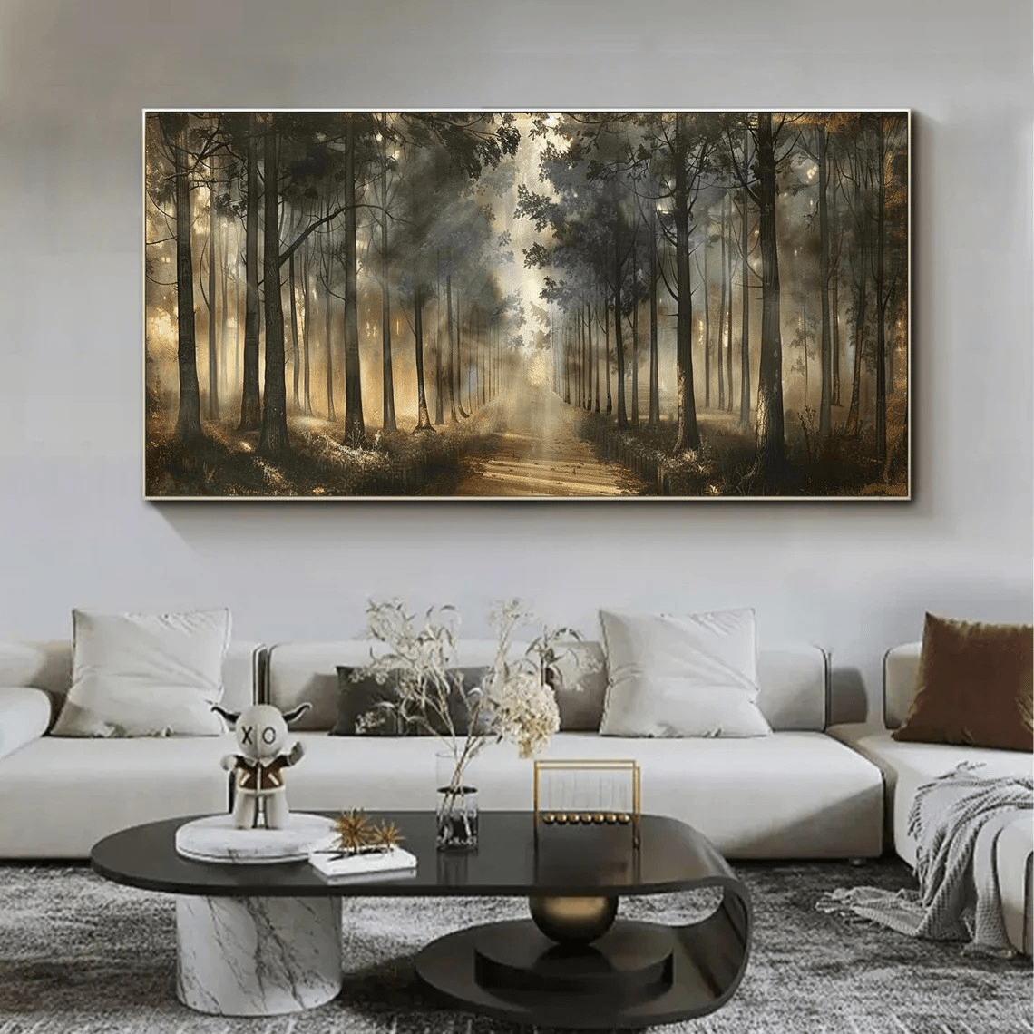 Forest Path Abstract Oil Painting - Sun - Drenched Woodland JJ 041 - Texarart