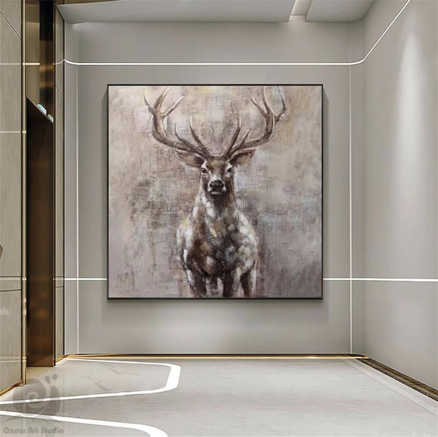 Deer Handmade Oil Painting - Nature Art for Home Decor ZZ 018 - Texarart