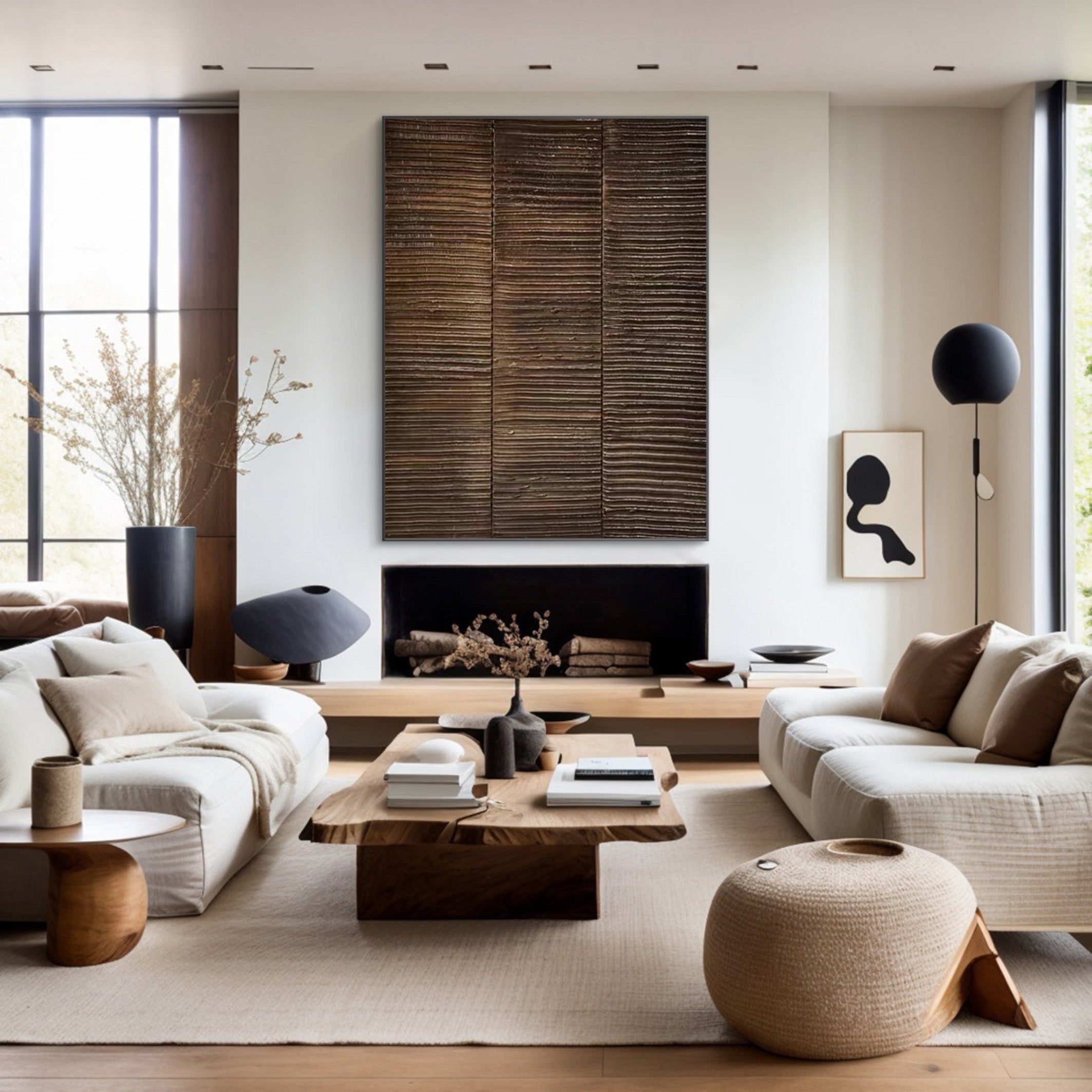 Large Rustic Panel Wall Art | Wabi - Sabi Inspired Textured Decor JJ 065 - Texarart