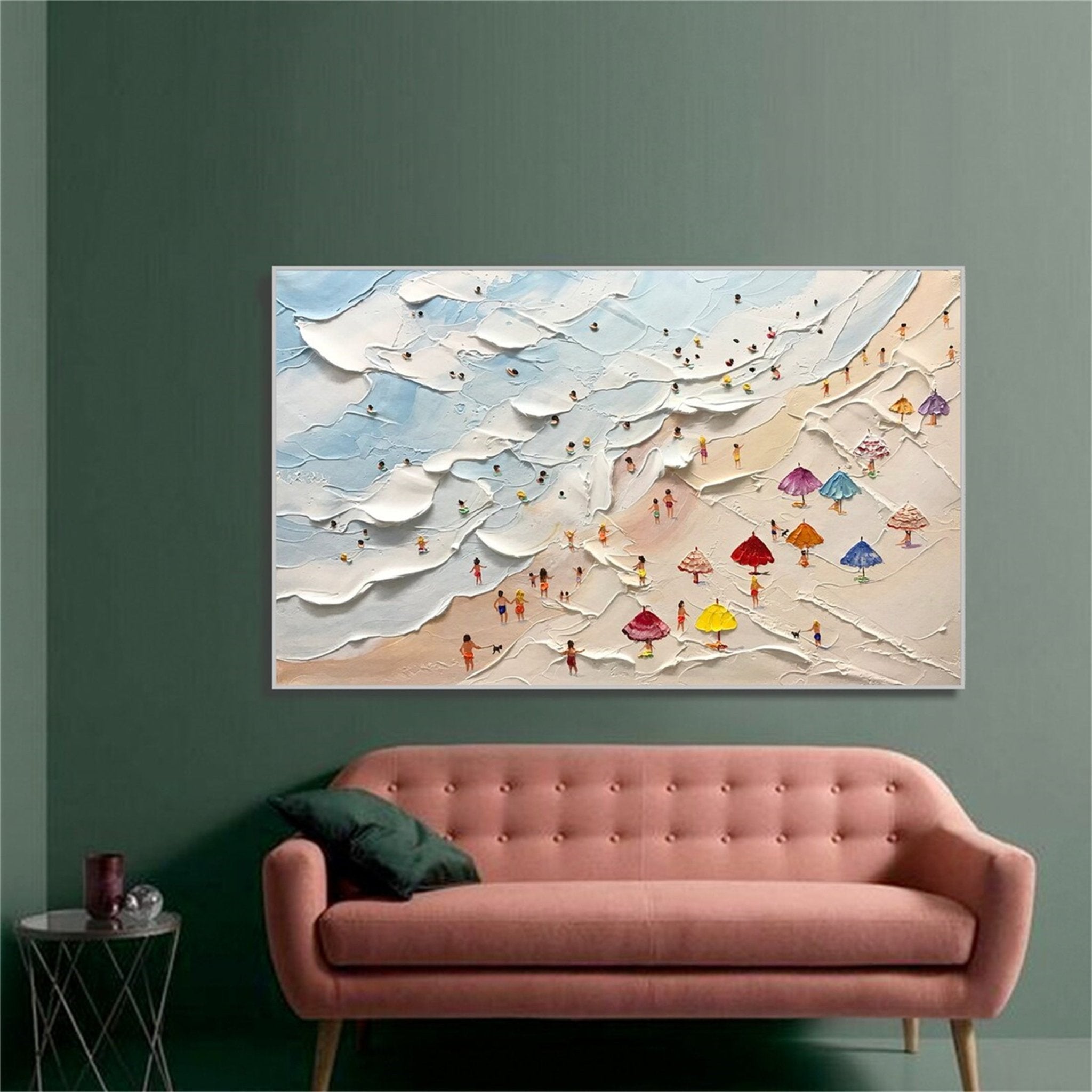 Large Abstract Textured Swimming Painting - Happy Coast Wall Art JJ 243 - Texarart