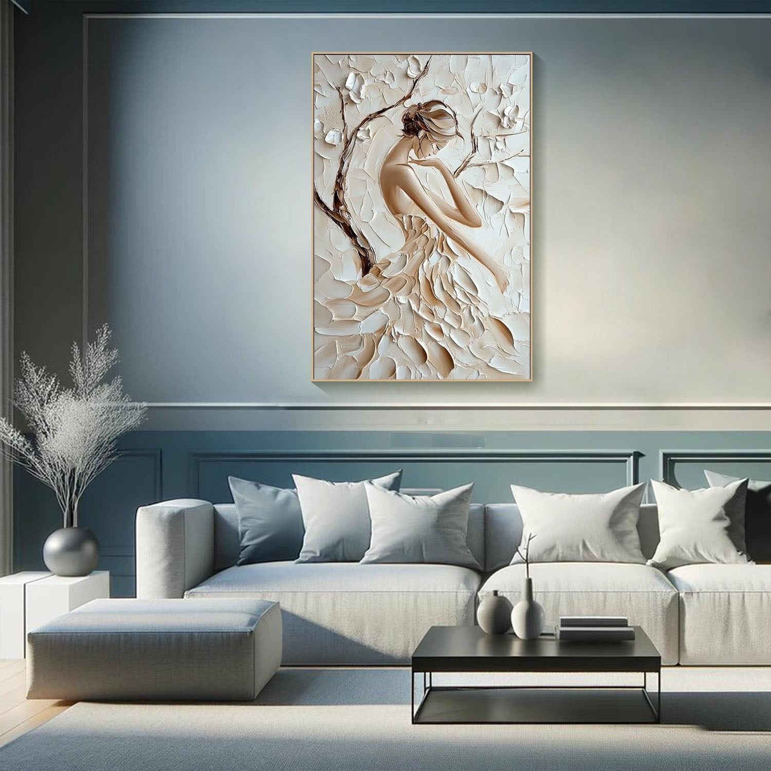 3D Textured Female Portrait - Modern Art Decor TB 008 - Texarart