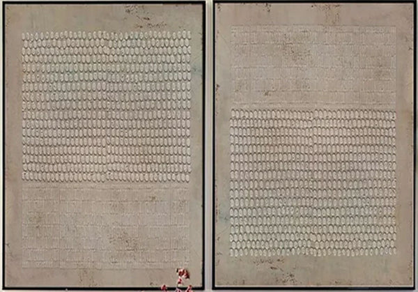 Textured Neutral Diptych | Set of 2 Abstract Pattern Canvas Art JJ 084 - Texarart