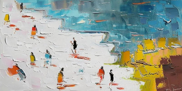 Abstract Seaside Walk Painting – Textured Colorful Canvas Art TC 180 - Texarart
