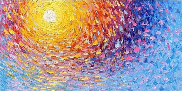 Light Burst Abstract Oil Painting - Vibrant Swirling Colors JJ 034 - Texarart
