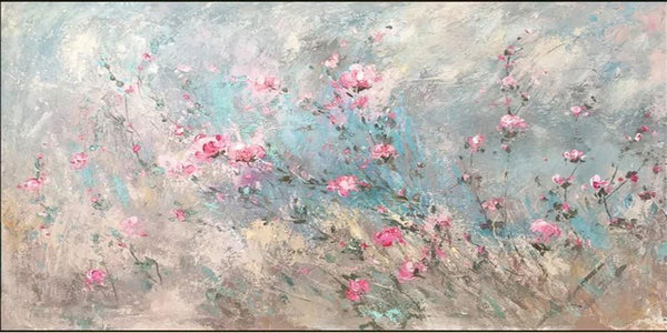 Abstract Floral Decor Painting - Pink Romantic Art JJ 102 - Texarart