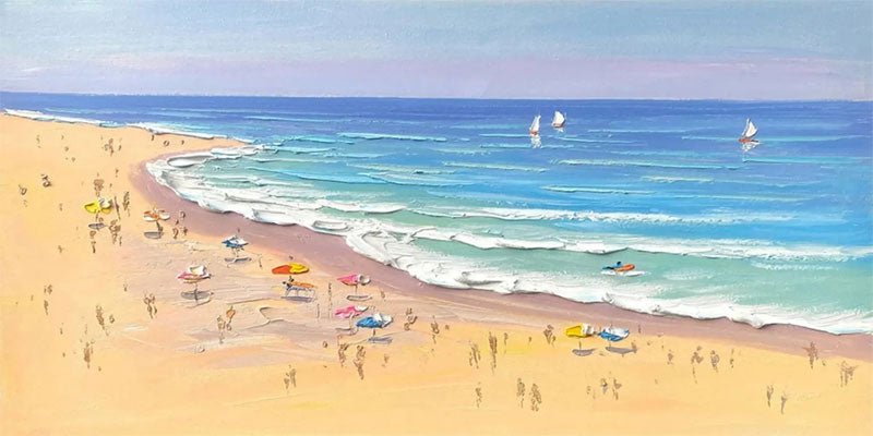 Large Wall Art Textured Surf Happy Summer Coast Beach Life JJ 237 - Texarart
