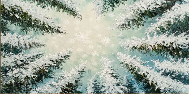 Snowy Forest Oil Painting - Ice - Covered Trees Art TB 010 - Texarart