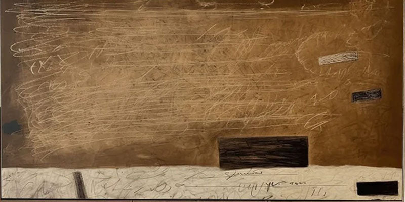Earth Tone Texture & Text Abstract Painting, Modern Art Wall Art TB 040 - Texarart