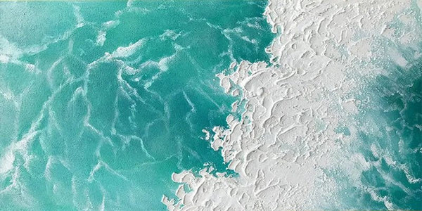 Textured Seascape Painting - Modern Blue Beige Wall Art JJ 191 - Texarart