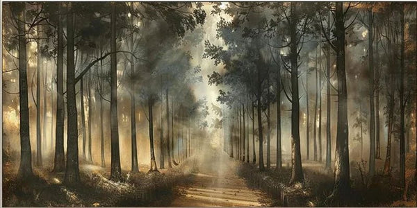 Forest Path Abstract Oil Painting - Sun - Drenched Woodland JJ 041 - Texarart