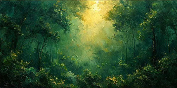 Deep Forest Abstract Oil Painting, Modern Mysterious Landscape Wall Decor TB 047 - Texarart