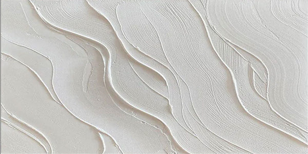 White Textured Canvas Art - Minimalist Ocean Wave Design TB 001 - Texarart
