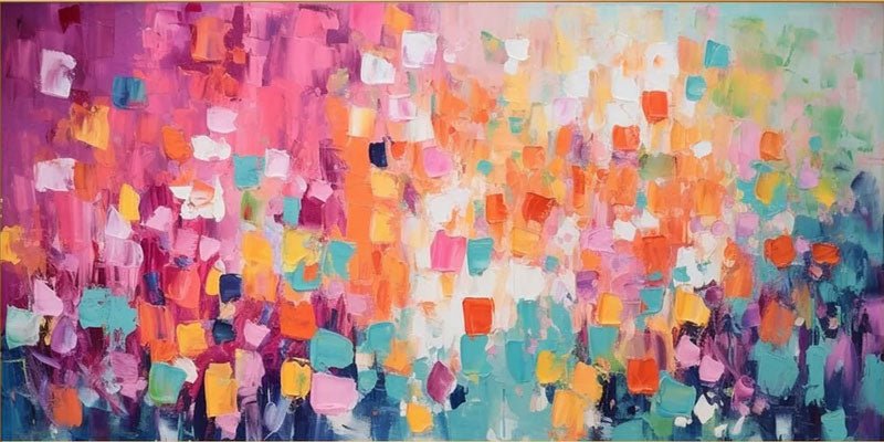 Colorful Abstract Block Oil Painting - Vibrant Modern Art JJ 030 - Texarart