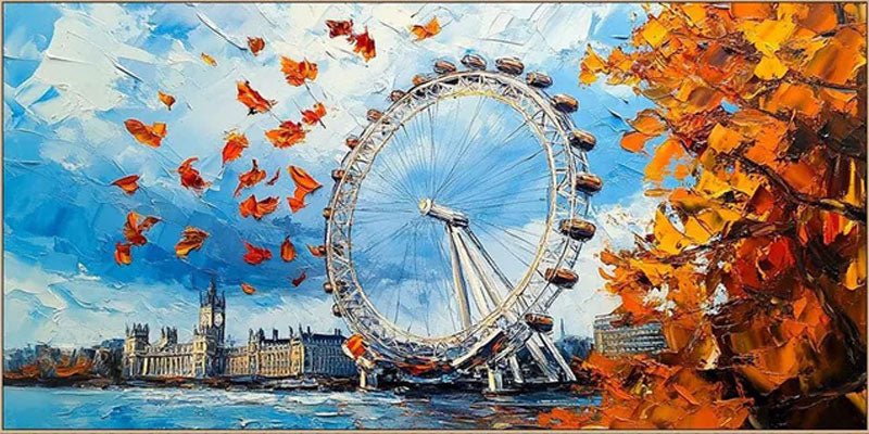 London Eye Themed Oil Painting - Modern Cityscape Art TB 058 - Texarart