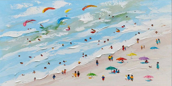Large Wall Art Happy Coast 3D Textured Surf Summer Sea Art JJ 236 - Texarart