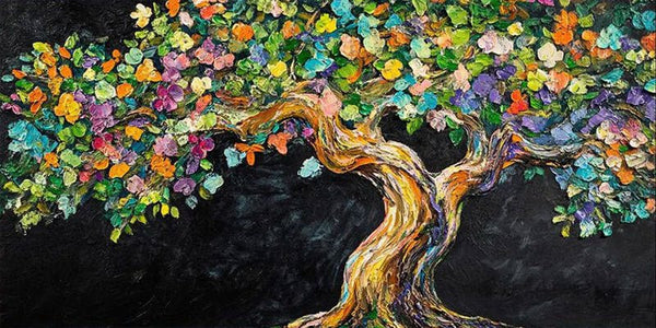 Vibrant Tree of Life Abstract Oil Painting, Modern Art Wall Decor TB 054 - Texarart