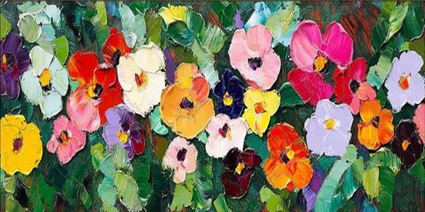 Vibrant Color Abstract Floral Oil Painting, Modern Art Wall Decor TB 052 - Texarart