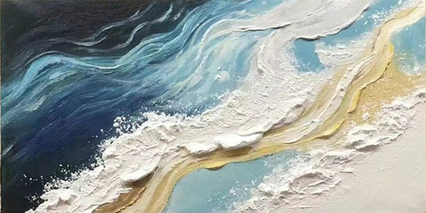 Premium Hand - Crafted Abstract Ocean Wave Artwork for Wall Display JJ 171 - Texarart