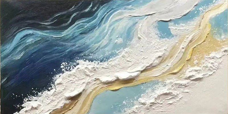 Premium Hand - Crafted Abstract Ocean Wave Artwork for Wall Display JJ 171 - Texarart