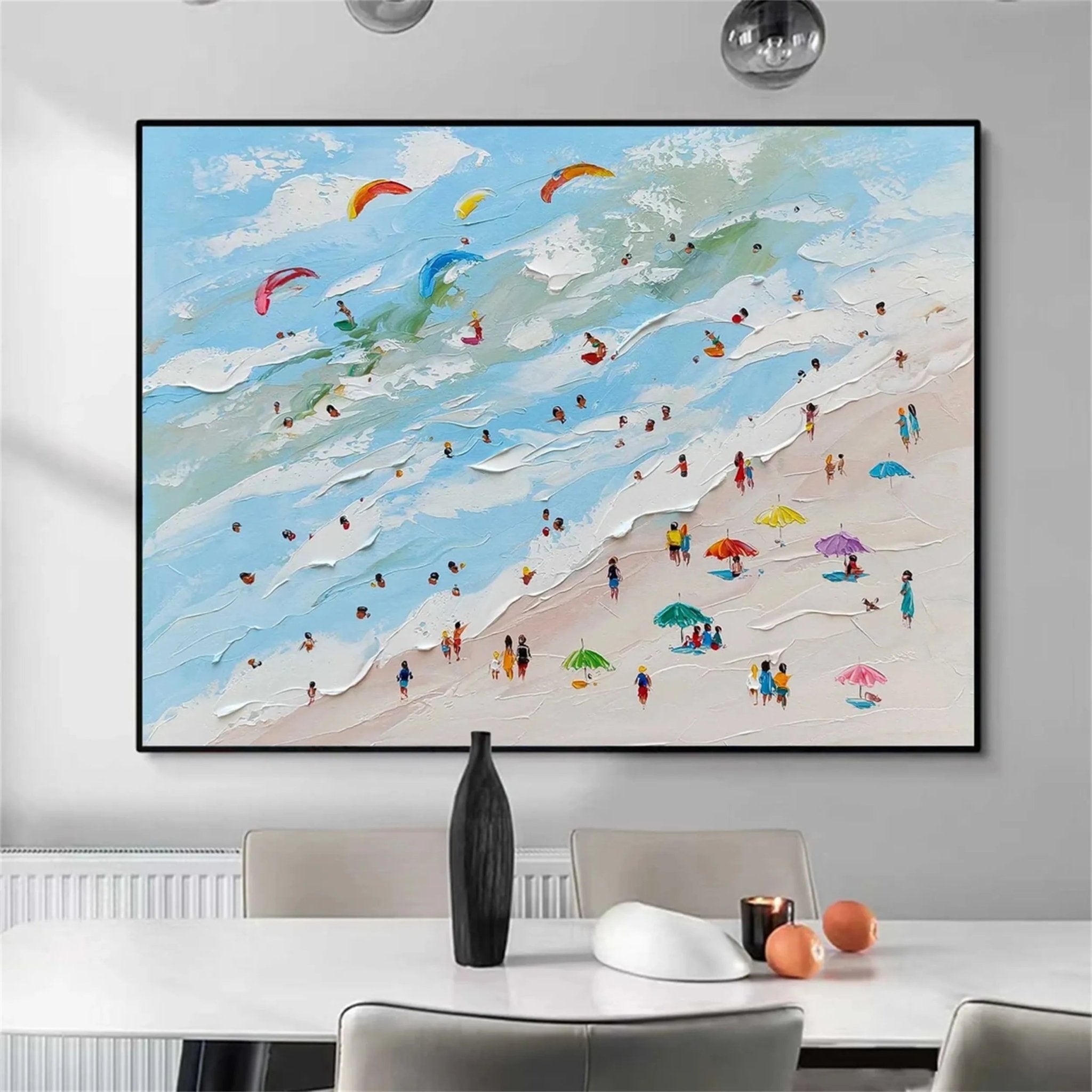 Large Wall Art Happy Coast 3D Textured Surf Summer Sea Art JJ 236 - Texarart